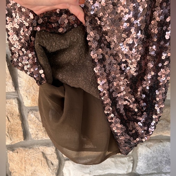 Theory Sequin Dress in Bronze and Black - Picture 6 of 7